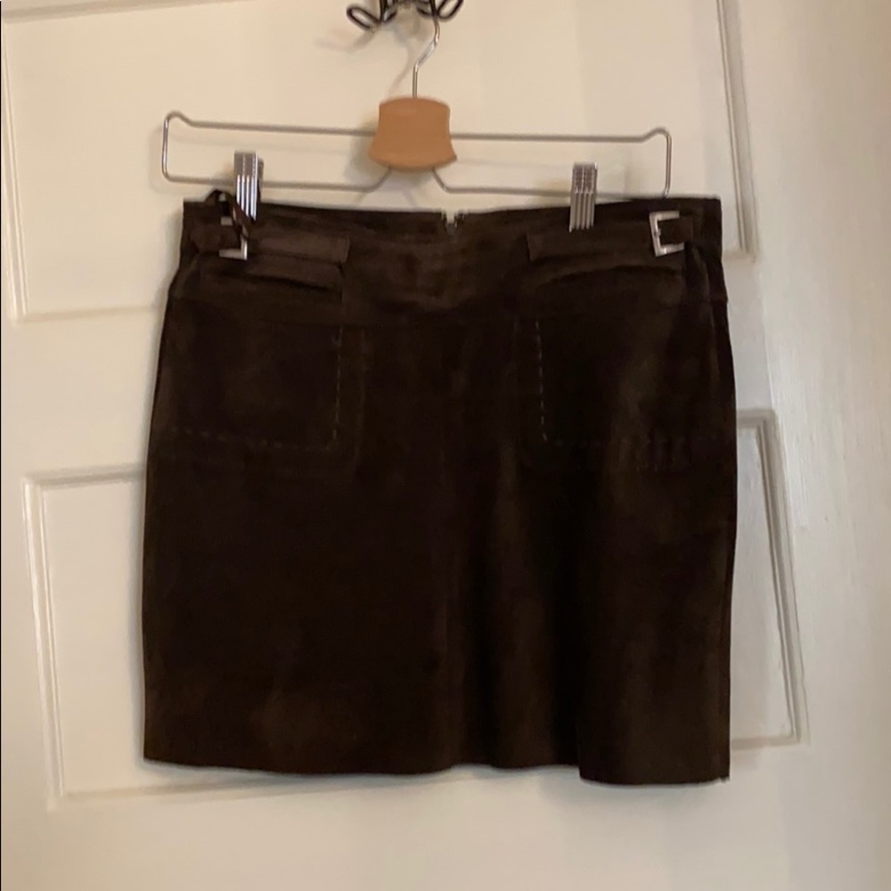 Brown suede mini skirt